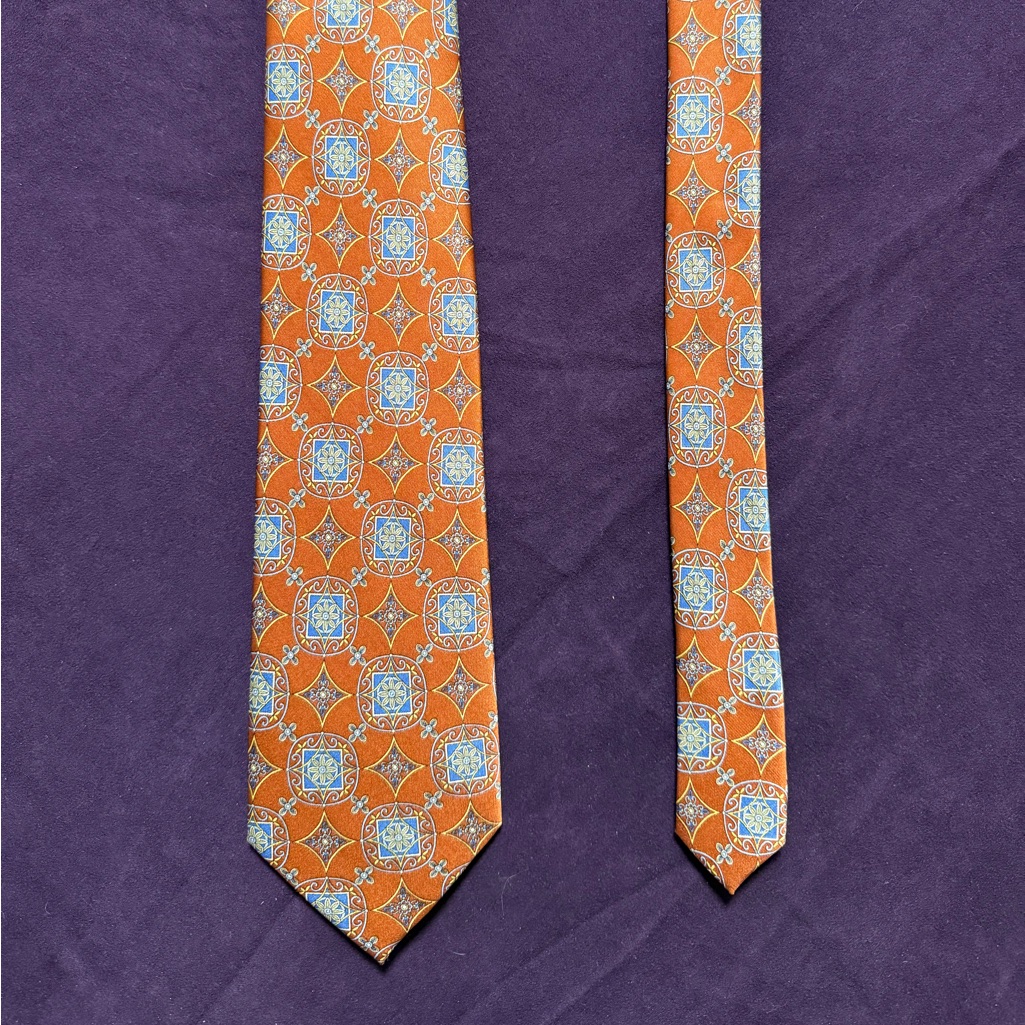 Joseph  Feiss Orange And Blue Patterned Tie